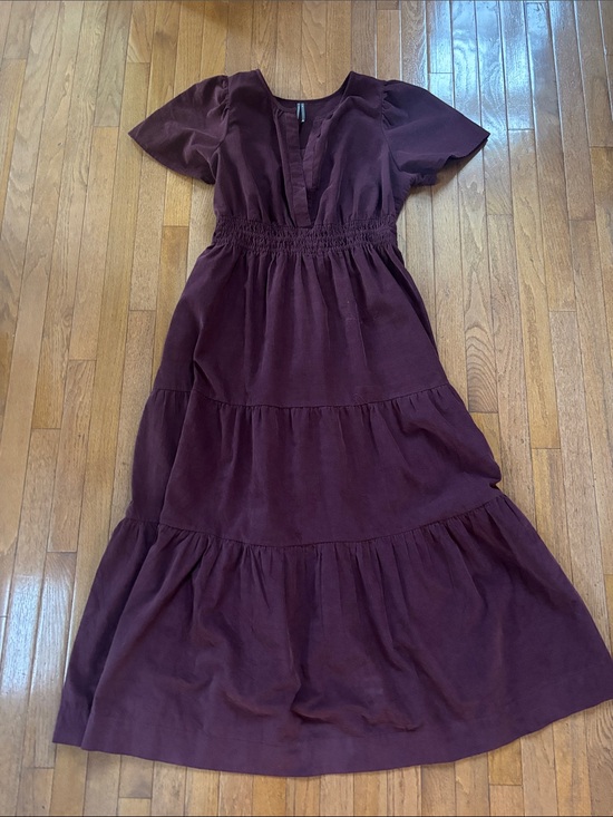 Anthropologie Dresses & Skirts - Anthropologie Corduroy The Somerset Dress - Purple Berry -Tiered Maxi Dress